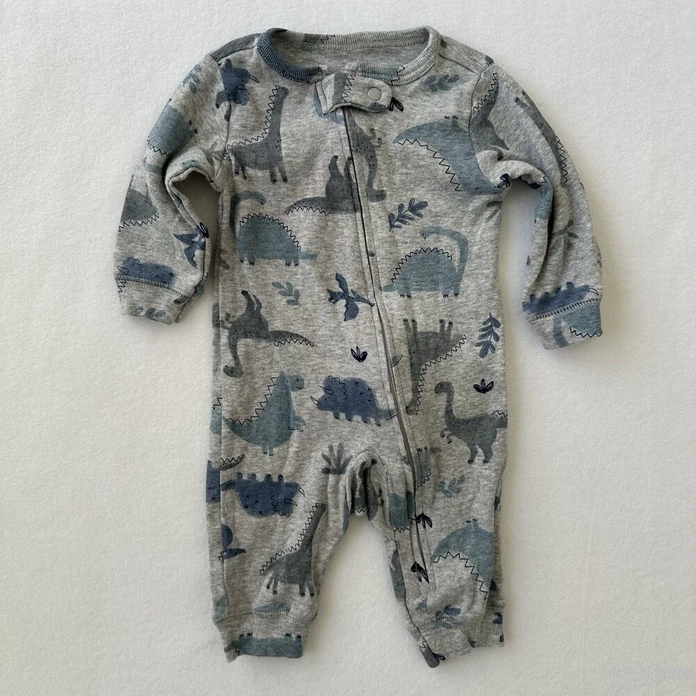 Baby Boy Bundle 3 Piece Cotton Sleepers Footie Pajamas Animal Blue Size 3M